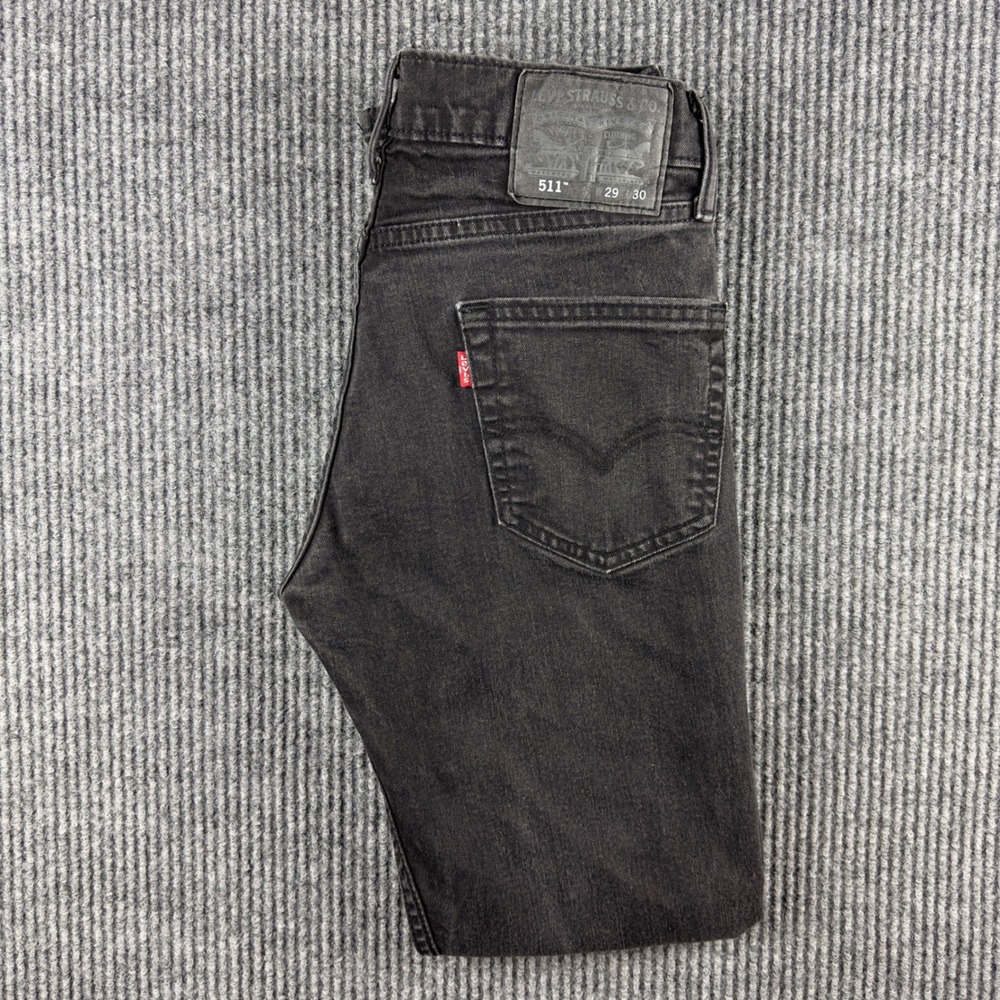 Levis 511 Slim Fit Jeans Mens 29x30 Faded Black Denim Pants 04511-4406
